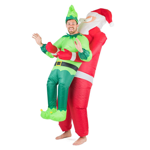 Erwachsenen aufblasbares Weihnachtsman und Elfen Kostüm
